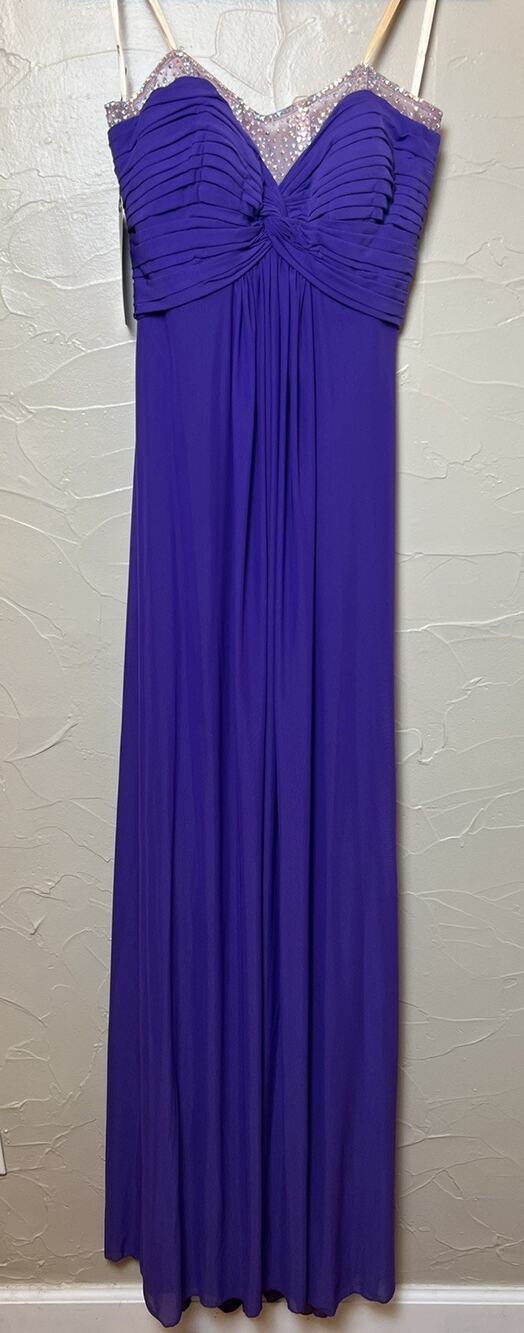 La Femme Prom Rhinestone Sweetheart Formal Dress NWT Purple #21461 Sz 10